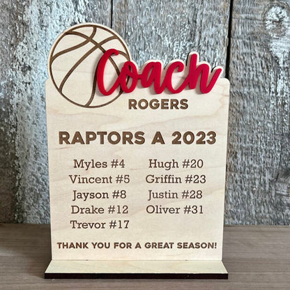 End of Season Coaches Gift, Personalized Coaches Plaque