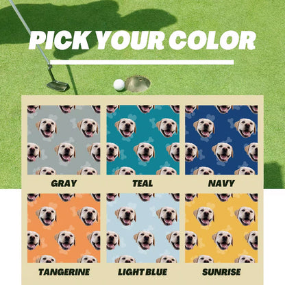 Personalized Pet Golf Towel - Funny Dog Face Photo on Golf Towel