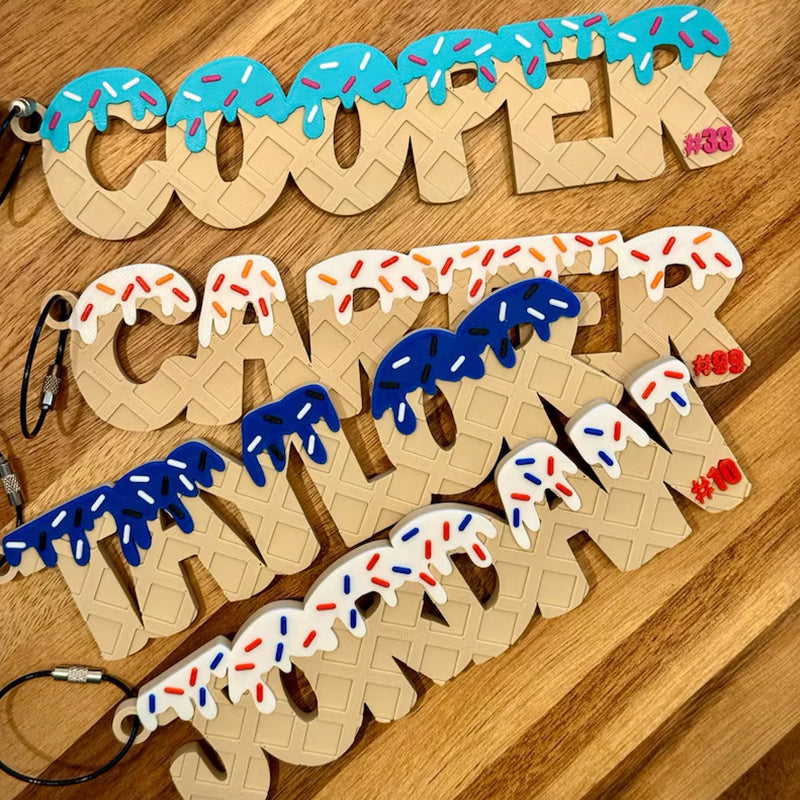 Ice Cream Drip Personalized Name Bag Tag – Backpack or Sports Bag Tag