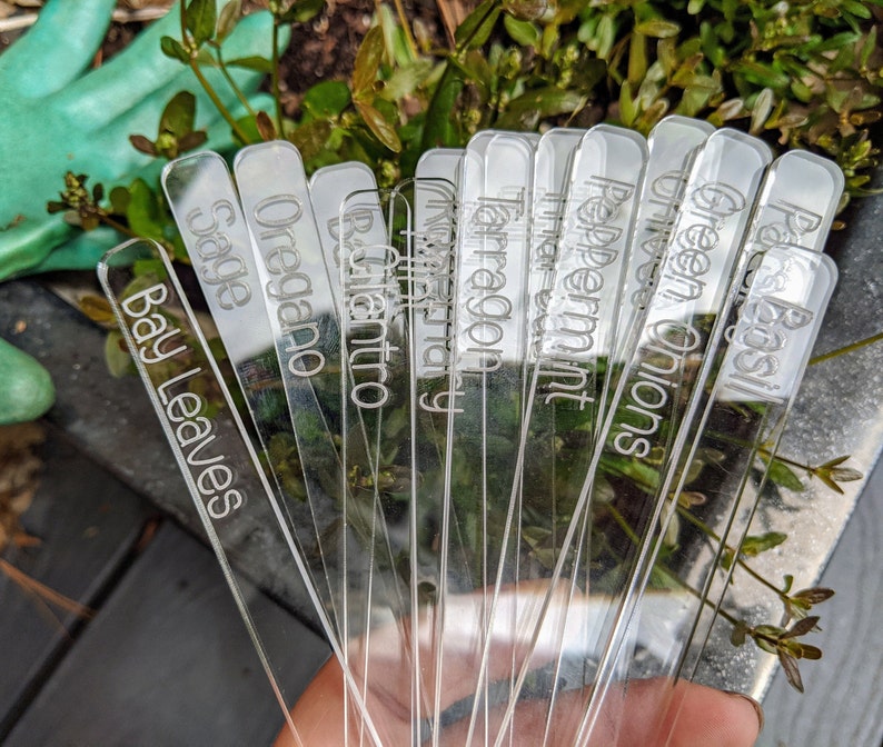Laser Engraved Clear Veggie/Herb Garden Tags Packs