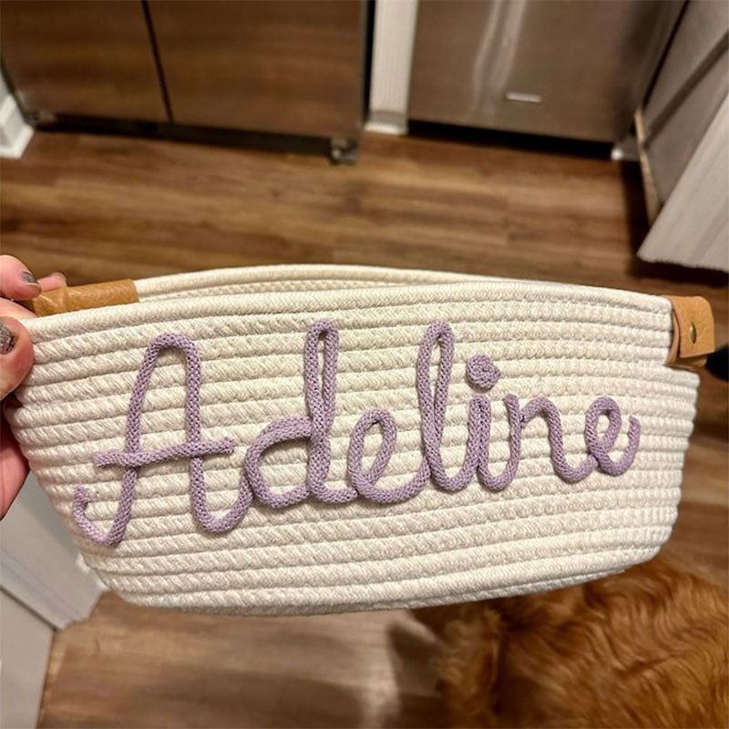 Personalized baby shower rope cotton baskets