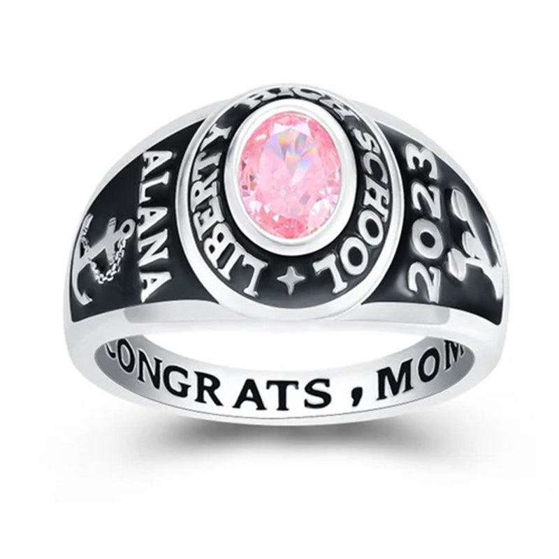 Best Value! Women's customizable silver class ring Graduation Gift