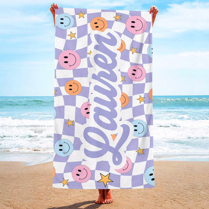 Colorful Kids Beach Towel Personalized