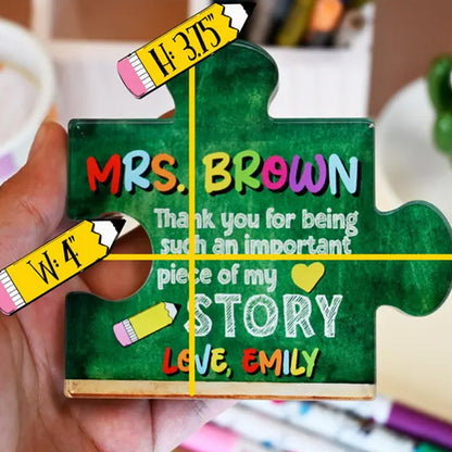 Personalized Teacher Appreciation Gift Puzzle Piece, Custom Acrylic