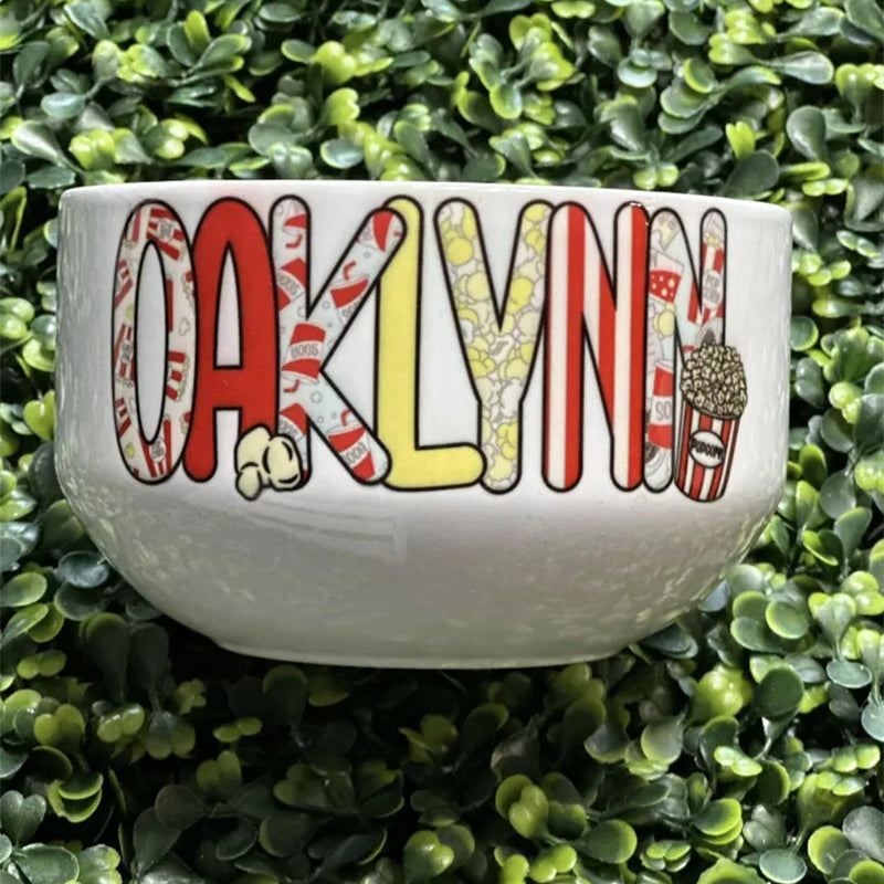 Personalized Popcorn Bowl | Custom Family Snack Bow