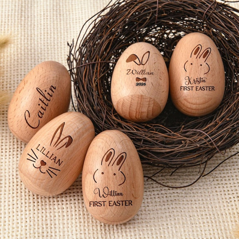 Personalized wooden musical egg, Musical Wooden Easter Egg Shakers