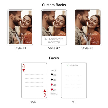 Custom 52 Reasons Why I Love You Playing Cards, Valentines Day Gift