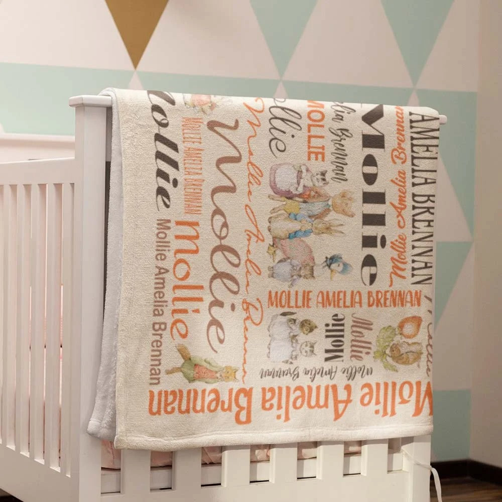 Personalized Peter Rabbit Print Easter Blanket