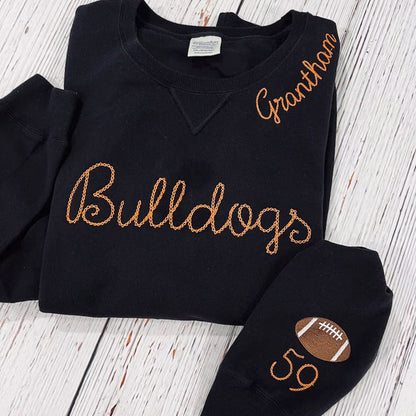 Football Sweatshirt, Sports Mom Sweatshirt, Embroidered Neck Shirt