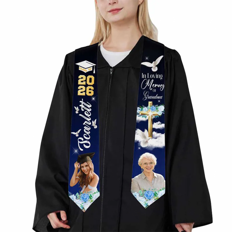 Custom Photo Graduation Stole: Personalized Class of 2026 Sash, Gift for Graduates