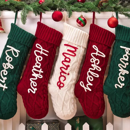 Personalized Christmas Stockings, Knitted Family Stockings with Name