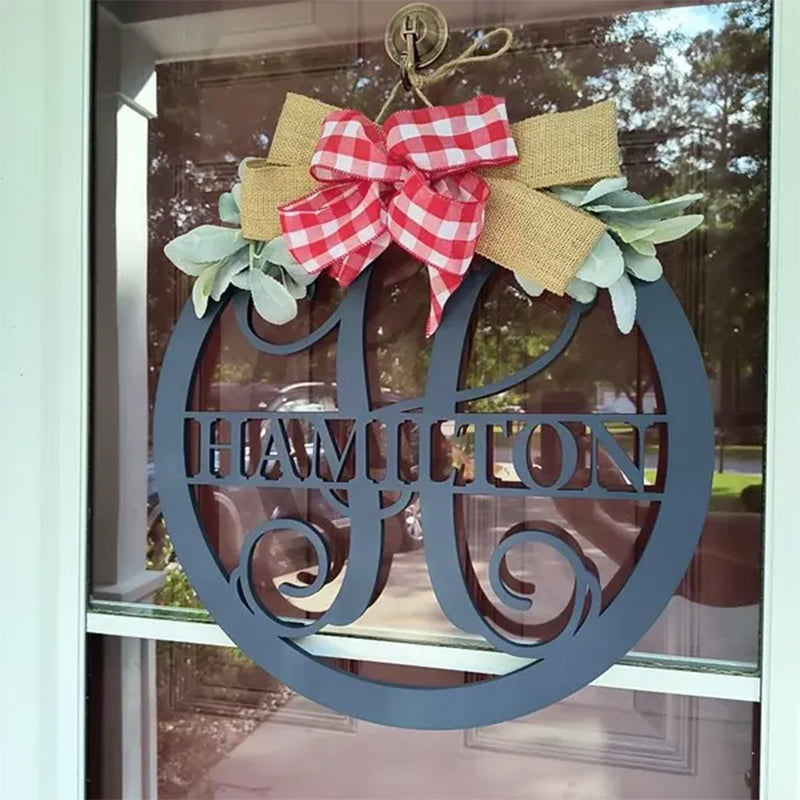 Last name door sign Initial Door Wreath Personalized front door
