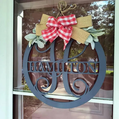 Last name door sign Initial Door Wreath Personalized front door