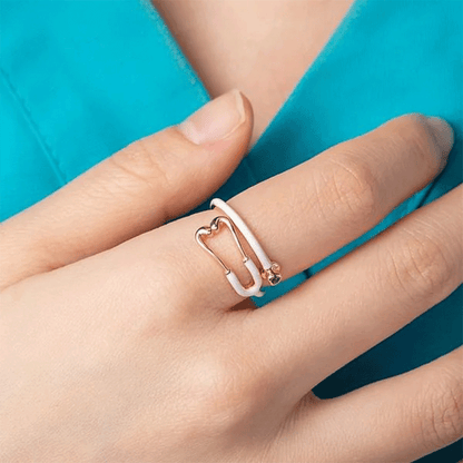 Personalized Multicolor Enamel Stethoscope Heart Birthstone Ring Nurses
