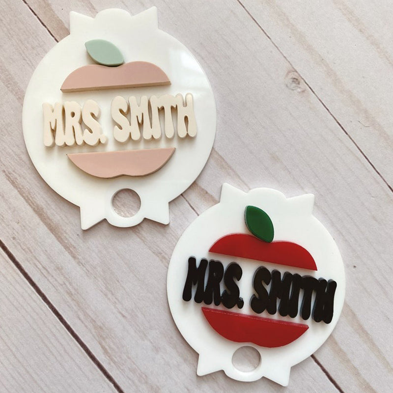 Teacher Tumbler Name Plate | Teacher Apple Name Plate