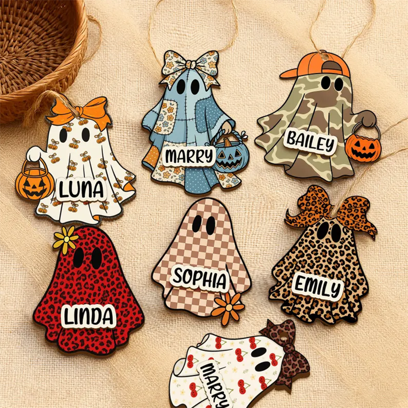 Personalized 3D Ghost Halloween Basket Tag