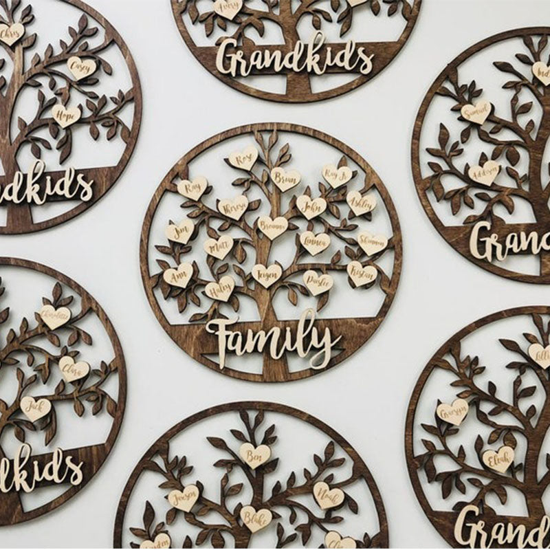 Grandkids Christmas Birthday Gift Family Tree Sign Custom Hanging Grandparent