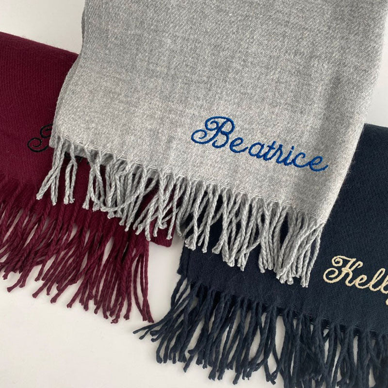 Embroidered Personalised Scarf, Monogrammed Scarf, Winter Scarf