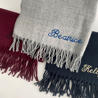 Embroidered Personalised Scarf, Monogrammed Scarf, Winter Scarf