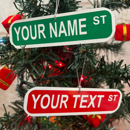 Street sign ornament  custom laser engraved acrylic ornament