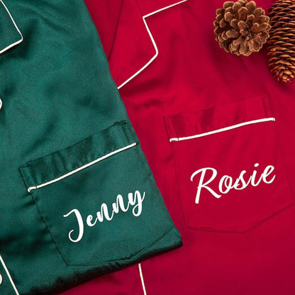 Christmas Satin Pjs Set for Family,Matching Christmas Pjs Shirt Long Set