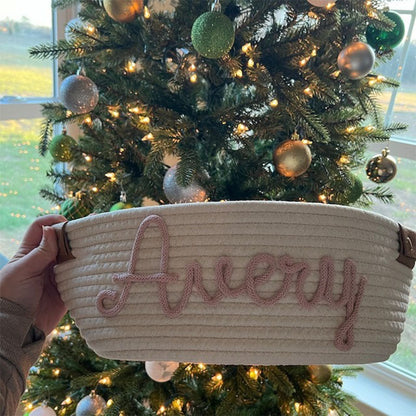 Personalized baby shower rope cotton baskets