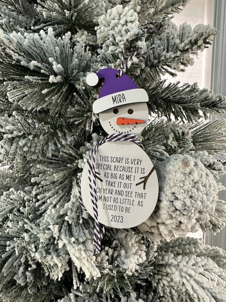 Personalized Snowman Height Ornament Keepsake