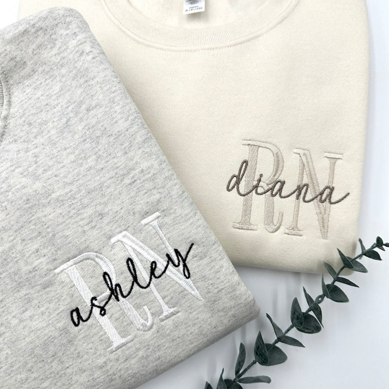 EMBROIDERED NURSE Athletic Block Gemma Sweatshirt Hoodie
