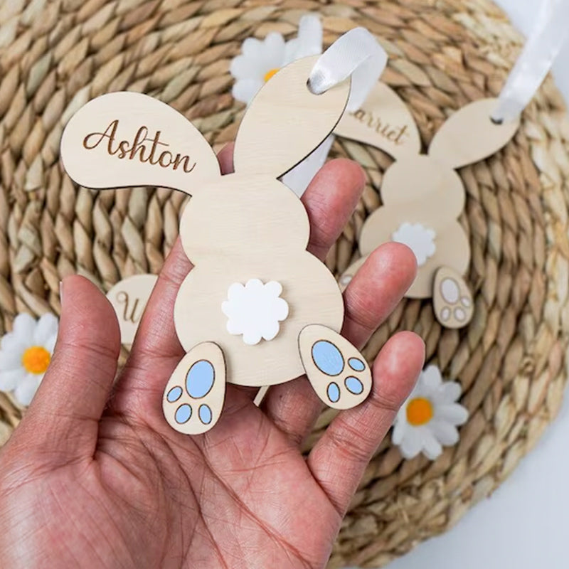 Personalised Easter Bunny Basket Gift Tag Name Tag