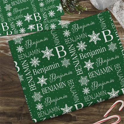 Holiday Repeating Name Personalized Wrapping Paper Christmas Wrapping Paper