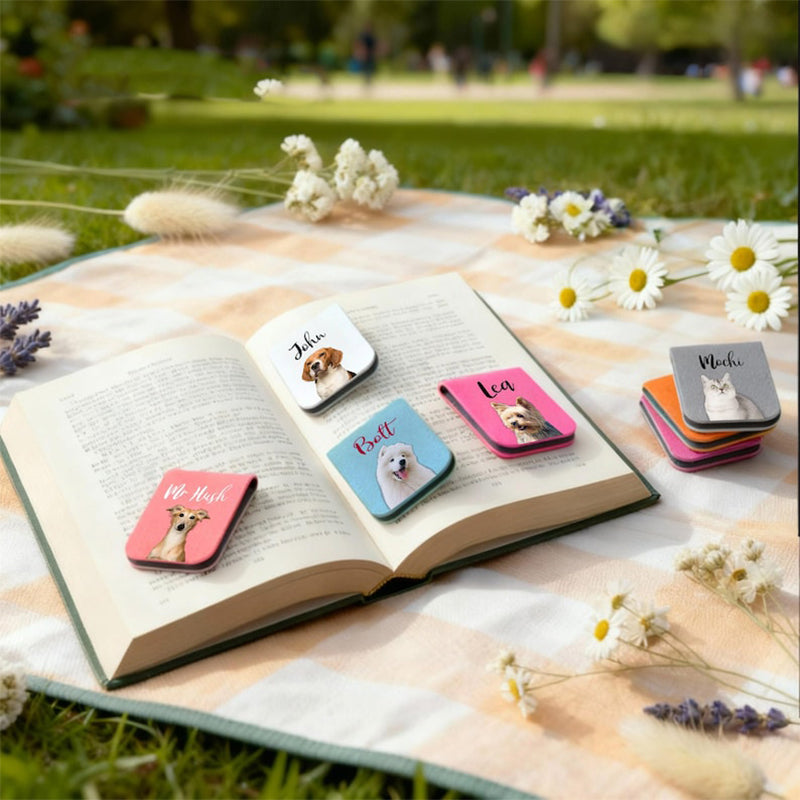 Personalized Pet Portrait Magnetic Bookmark, Animal Bookmark, Pet Memorial Bookmark