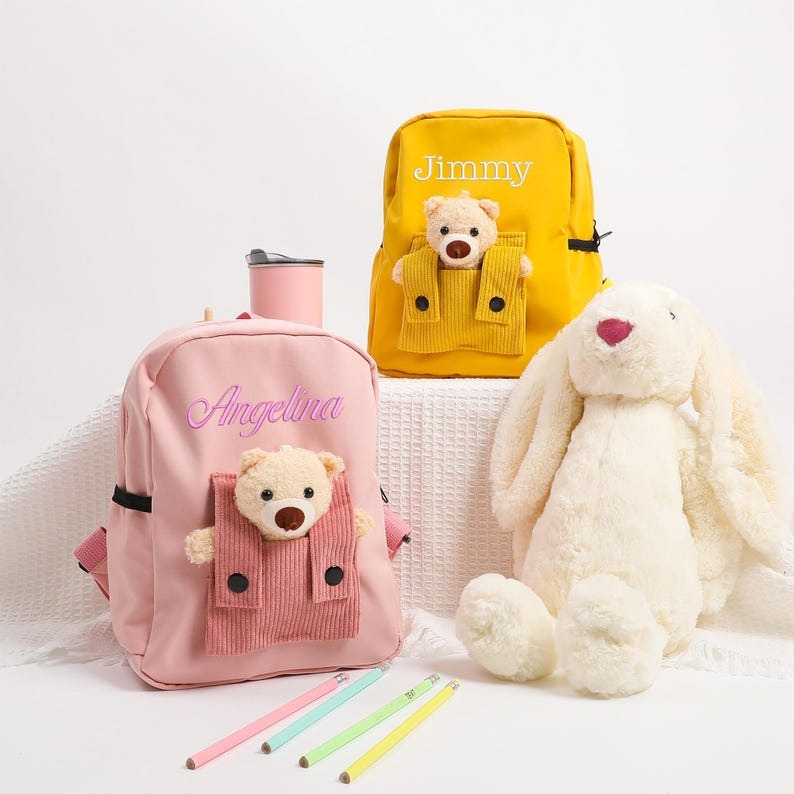 Personalized Name Bag Pack For Kids With Cute Bear  School Bag