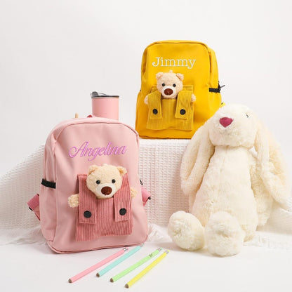 Personalized Name Bag Pack For Kids With Cute Bear  School Bag