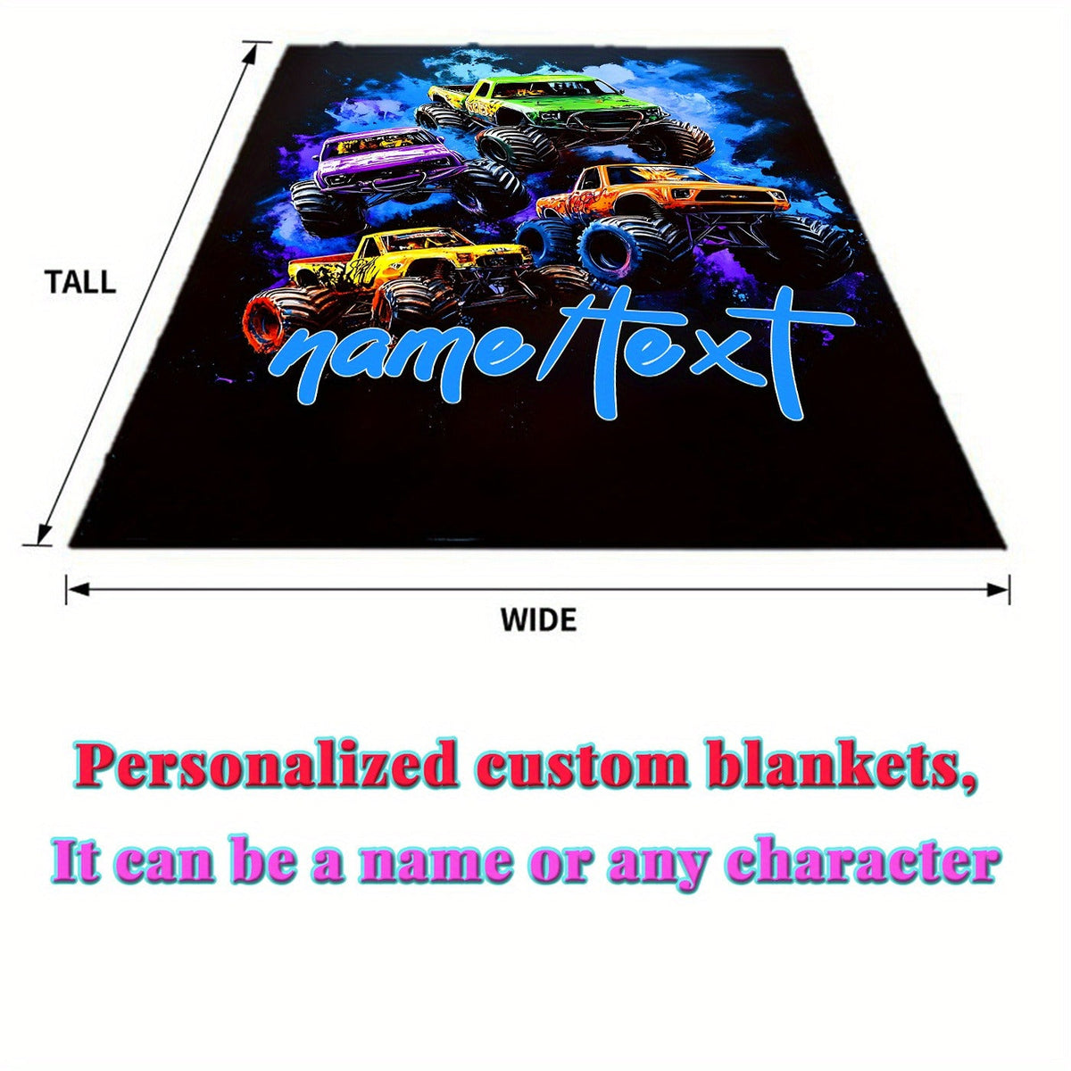 Customizable Monster Truck Flannel Blanket