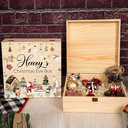 Personalized Christmas Eve Box For Kids, Christmas Santa Wooden Gift Box