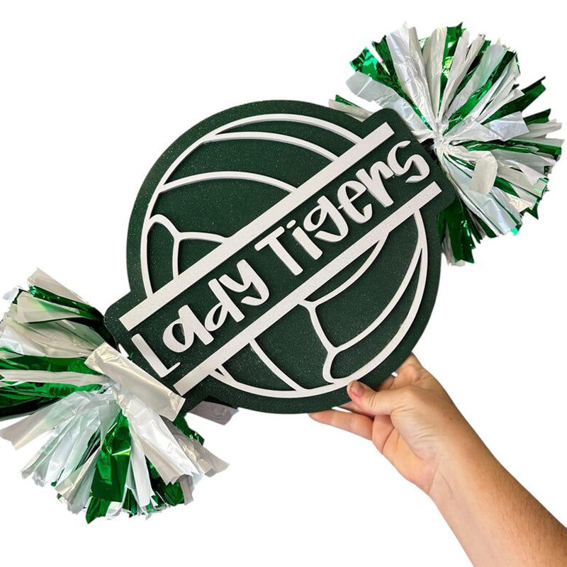 Volleyball Cheer Stick – Custom Spirit Sign with Pom Poms