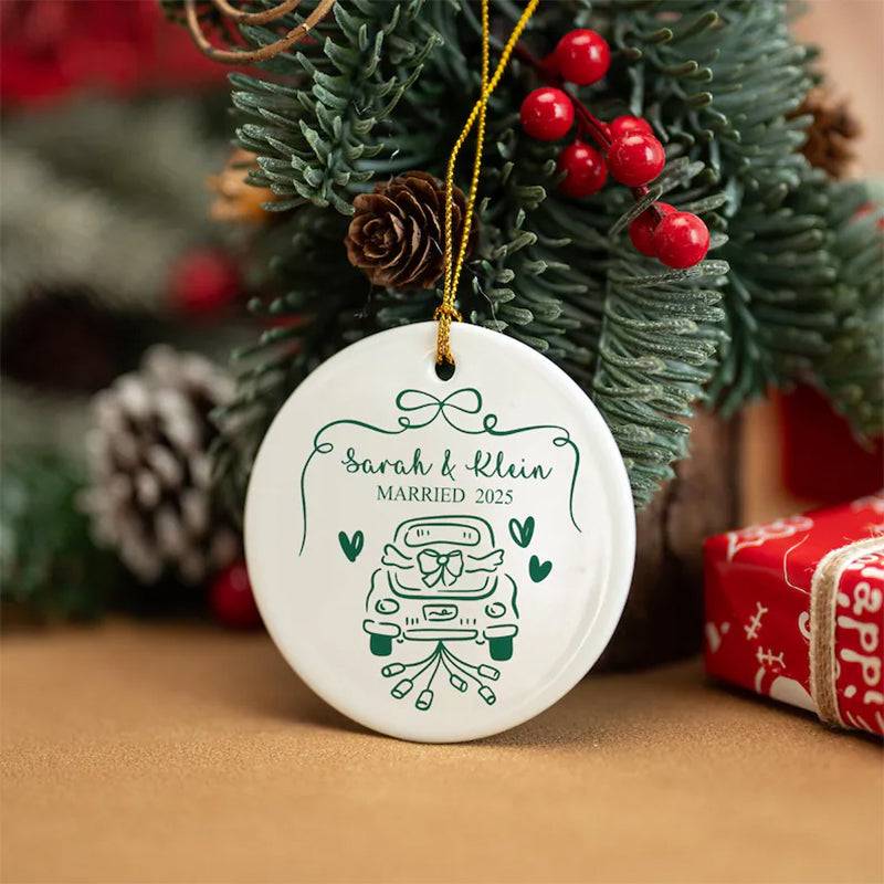 Personalized Ceramic Engagement Ornament