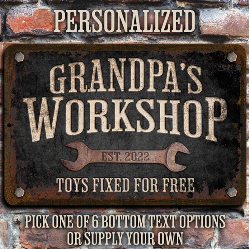 Custom Workshop Sign, Dad's Workshop, Metal Garage Sign