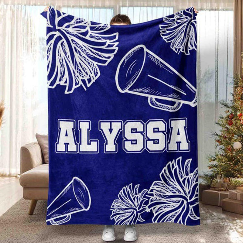 Personalized Name Cheerleader Blanket, Custom Name Cheerleading Blankets