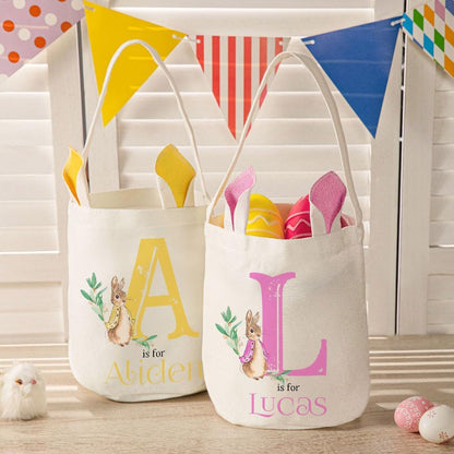 Custom Cute Peter Rabbit Bunny Ears Bucket Bag with Initial & Name