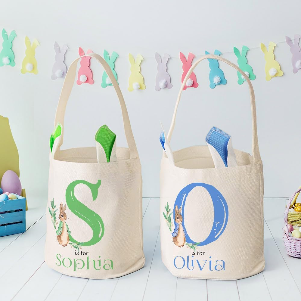 Custom Cute Peter Rabbit Bunny Ears Bucket Bag with Initial & Name
