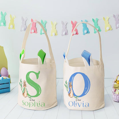 Custom Cute Peter Rabbit Bunny Ears Bucket Bag with Initial & Name
