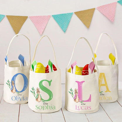 Custom Cute Peter Rabbit Bunny Ears Bucket Bag with Initial & Name