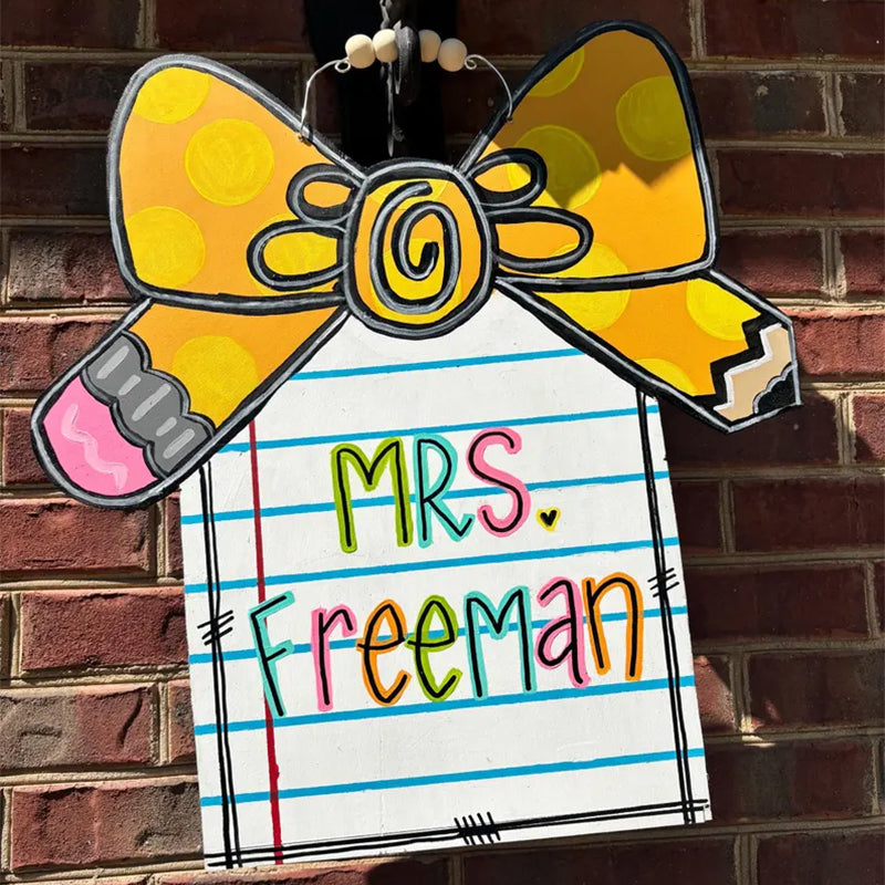 Teacher Door Hanger  Pencil Bow | New Teacher Door Hanger