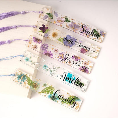 Name Resin Bookmark, Personalized Birth Flower Resin Bookmark