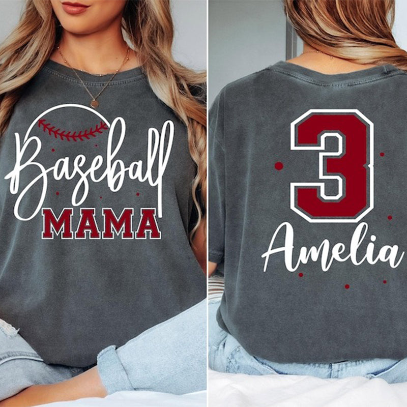 Comfort Colors Baseball Mama Shirt, Personalized Baseball Mom Tee