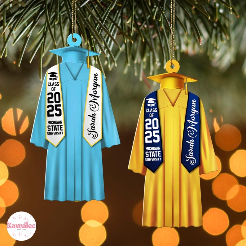 Personalized Graduation Ornament, Color Graduation Gown, School Graduation Ornament Gifts