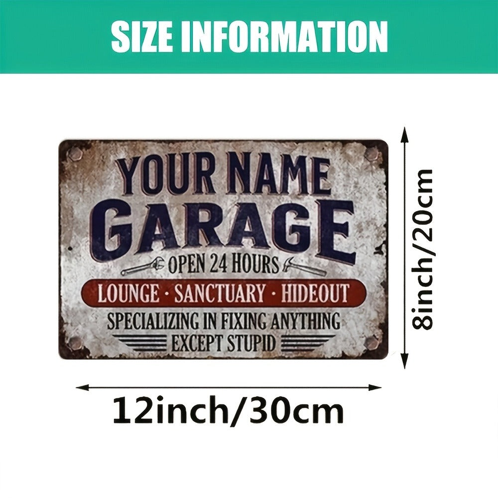 Vintage Style Personalized Name Garage Metal Sign