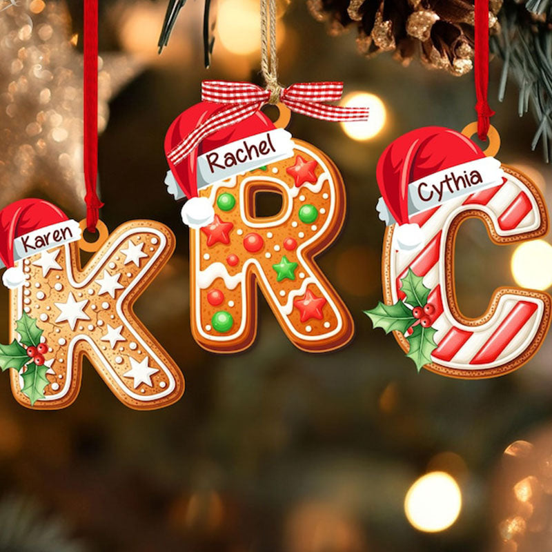 Personalized Gingerbread Letter Ornament: Custom Kids Name Ornament
