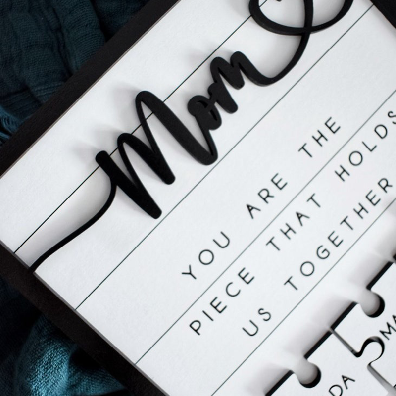 Personalized Engraved Wooden Sign Mothers Day Puzzle Sign Fathers Day Gift Valentines Day Sign Significant Other Gift